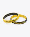 Two Glossy Silicone Wristbands Mockup