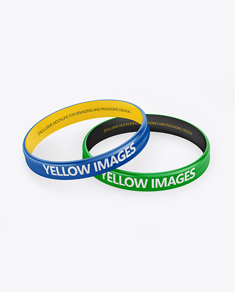 Two Glossy Silicone Wristbands Mockup