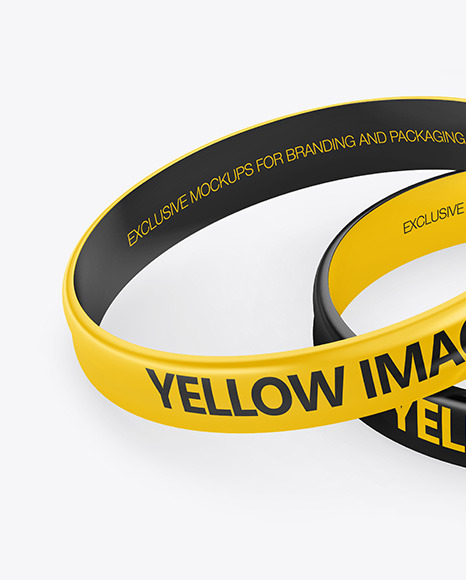 Two Glossy Silicone Wristbands Mockup