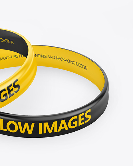 Two Glossy Silicone Wristbands Mockup