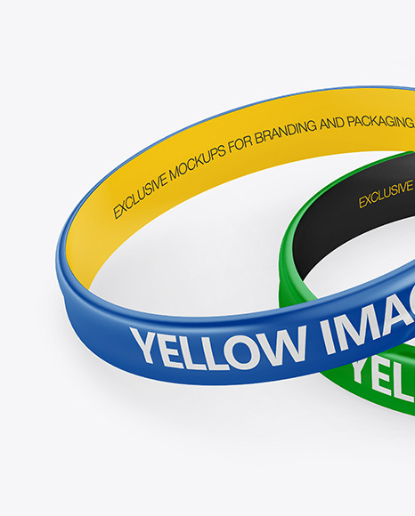Two Glossy Silicone Wristbands Mockup