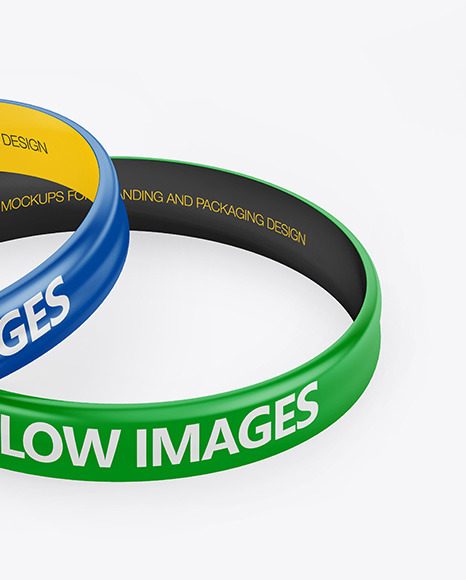 Two Glossy Silicone Wristbands Mockup