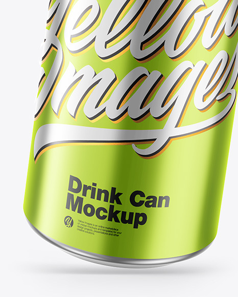 Glossy Metallic Drink Can Mockup