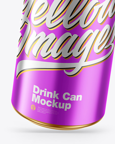 Glossy Metallic Drink Can Mockup