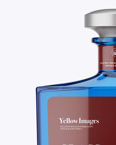 Square Blue Glass Bottle Mockup