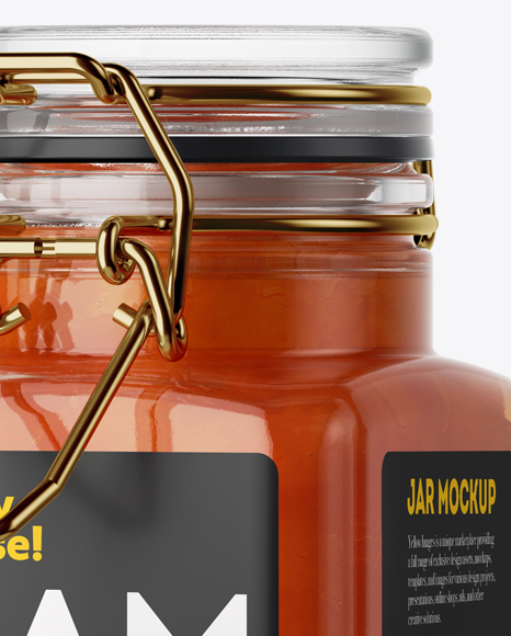 100ml Glass Apricot Jam Jar w/ Clamp Lid Mockup - Halfside View