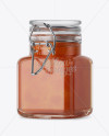 100ml Glass Apricot Jam Jar w/ Clamp Lid Mockup - Halfside View