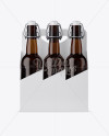 White Paper 6 Pack Amber Bottle Carrier Mockup - Front View