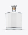 Square Clear Glass Bottle With Vodka Mockup