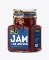 100ml Glass Cherry Jam Jar w/ Clamp Lid Mockup - Halfside View