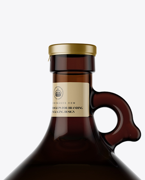 3L Amber Glass Dark Drink Bottle With Handle Mockup