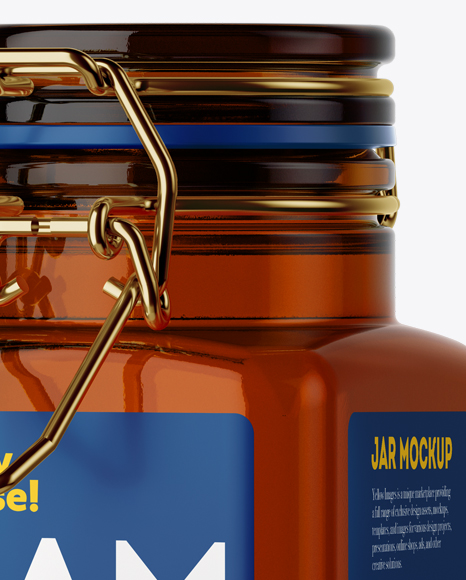 100ml Amber Glass Jam Jar w/ Clamp Lid Mockup - Halfside View