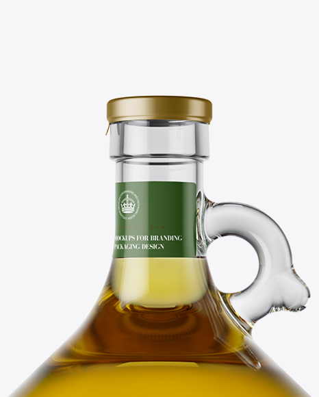 3L Clear Glass Olive Oil Bottle With Handle Mockup