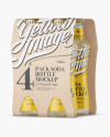 4 Kraft Pack Soda Bottle Mockup - Halfside View