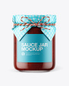 Glass BBQ Sauce Jar with Paper Cap Mockup