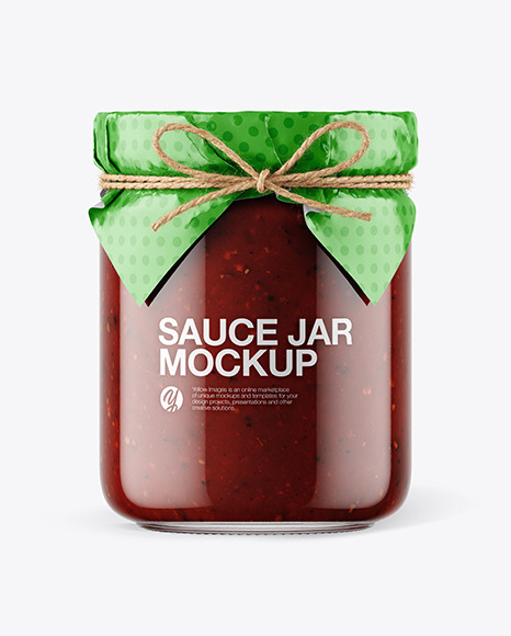 Glass BBQ Sauce Jar with Paper Cap Mockup