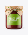 Glass BBQ Sauce Jar with Paper Cap Mockup