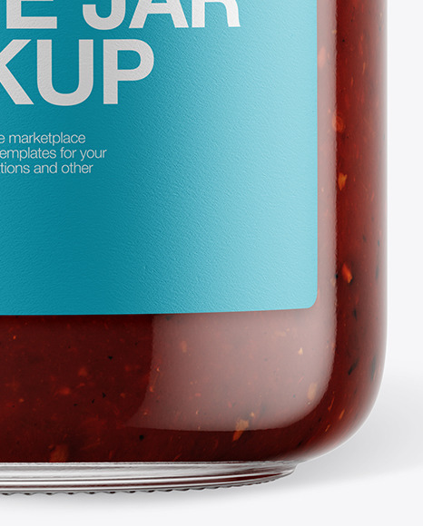 Glass BBQ Sauce Jar with Paper Cap Mockup