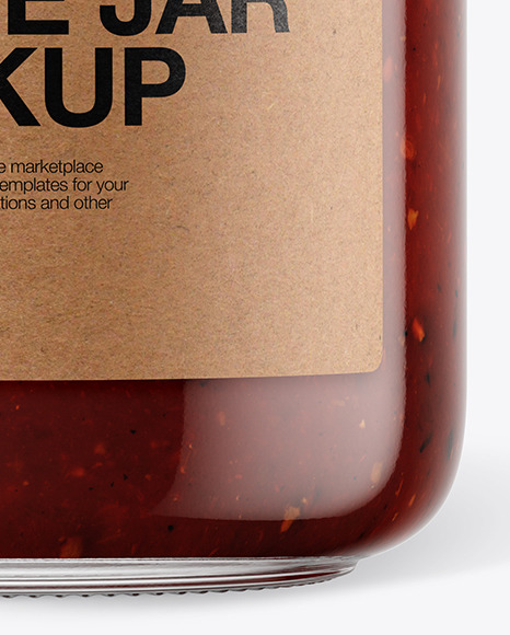 Glass BBQ Sauce Jar with Paper Cap Mockup