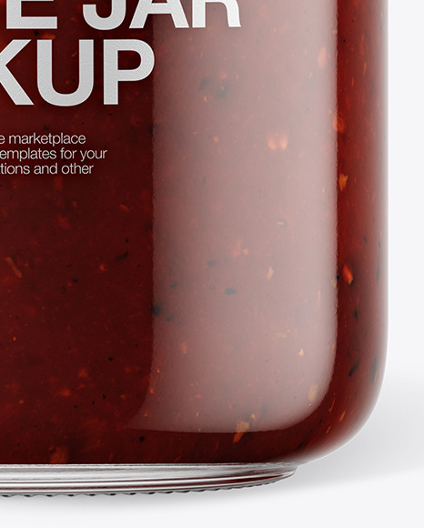 Glass BBQ Sauce Jar with Paper Cap Mockup