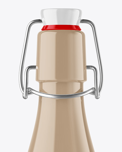 Glossy Bottle with Clamp Lid Mockup