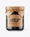 Glass Black Olives Jar with Paper Cap Mockup