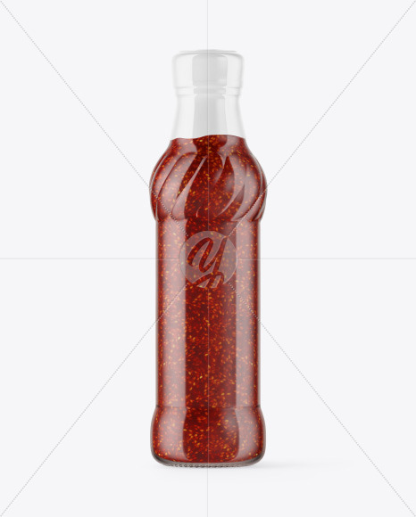 Glass Sauce Bottle with Seeds Mockup