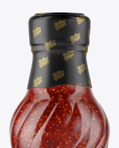 Glass Sauce Bottle with Seeds Mockup