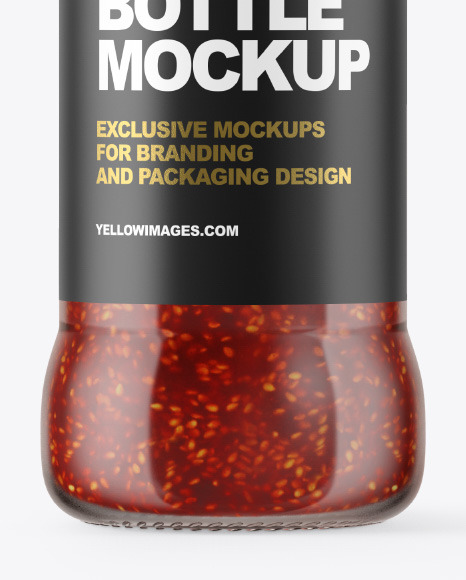 Glass Sauce Bottle with Seeds Mockup