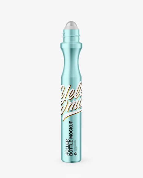 Metallic Сosmetic Roller Bottle Mockup