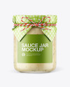 Glass Garlic Sauce Jar with Paper Cap Mockup