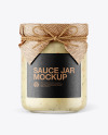 Glass Garlic Sauce Jar with Paper Cap Mockup