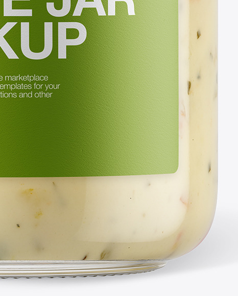 Glass Garlic Sauce Jar with Paper Cap Mockup