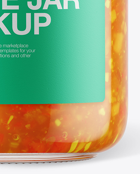 Glass Sweet and Sour Sauce Jar with Paper Cap Mockup