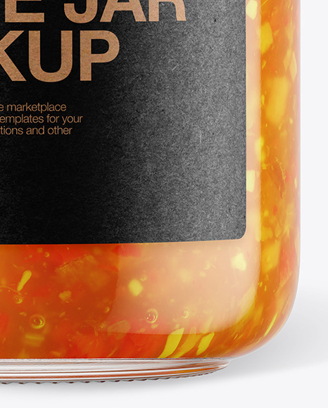 Glass Sweet and Sour Sauce Jar with Paper Cap Mockup