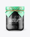 Glass Black Olives Jar with Paper Cap Mockup