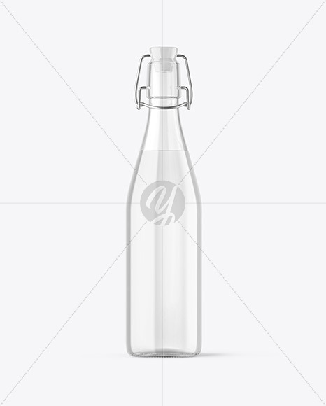 Clear Glass Bottle with Clamp Lid Mockup