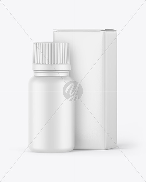 Matte Pills Bottle W/ Paper Box Mockup