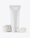 Glossy Cosmetic Tube with Coral Sponge Mockup