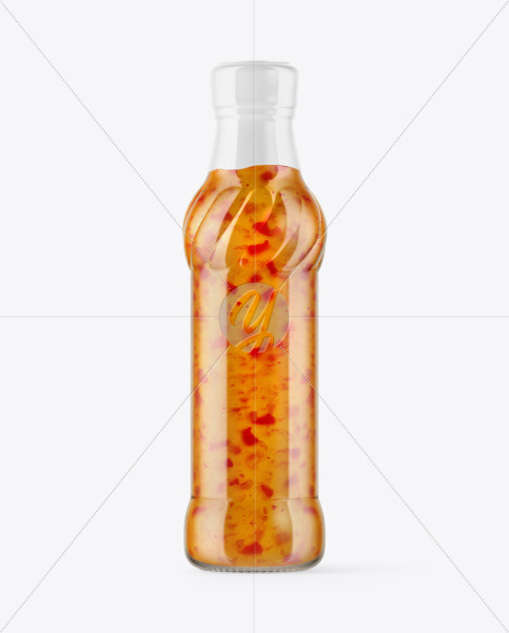 Glass Bottle with Sweet Chili Sauce Mockup