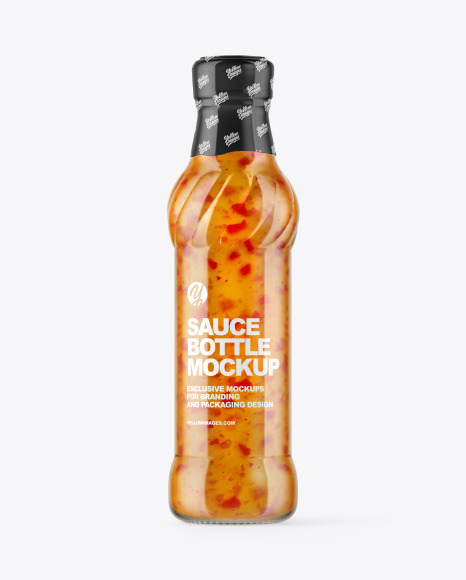 Glass Bottle with Sweet Chili Sauce Mockup