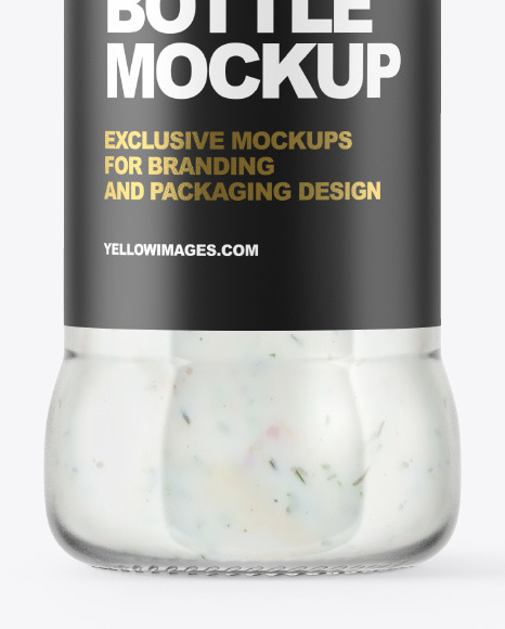 Glass Bottle with Tartar Sauce Mockup