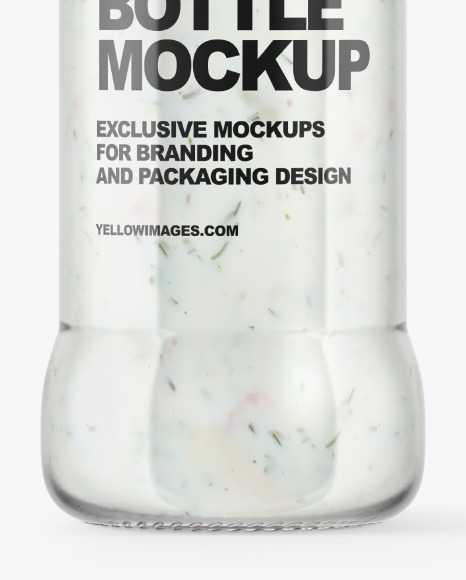 Glass Bottle with Tartar Sauce Mockup