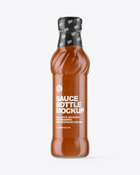 Glass Bottle with Chili Sauce Mockup