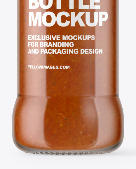 Glass Bottle with Chili Sauce Mockup