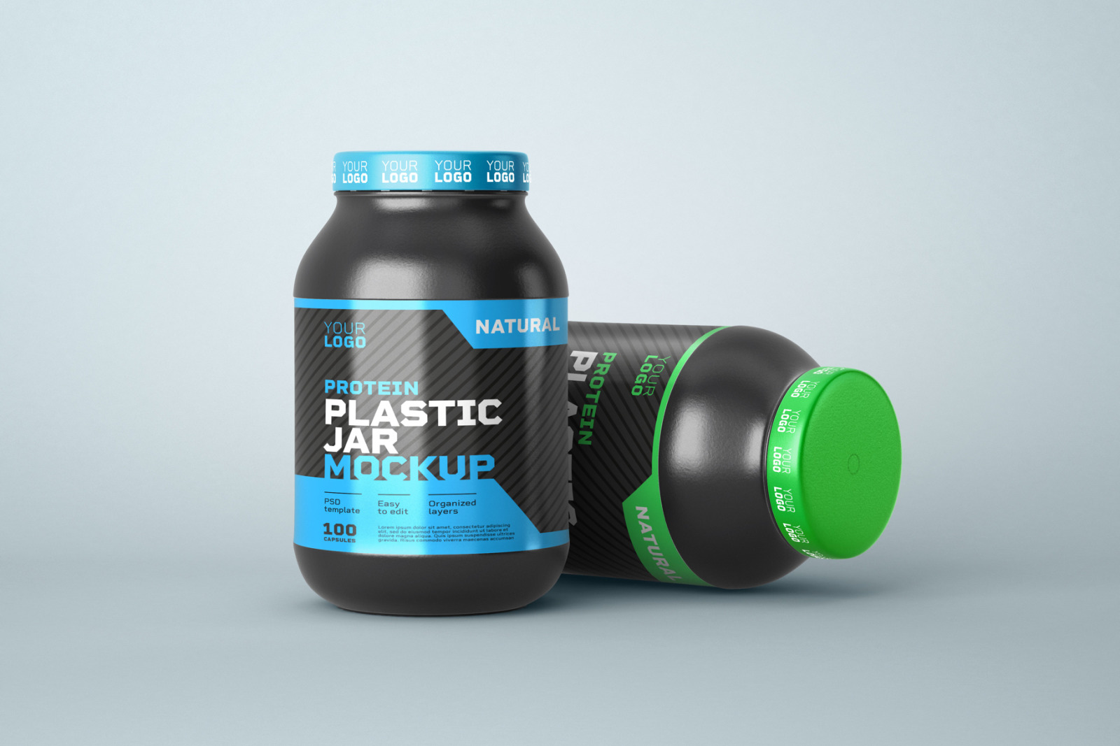 Food Supplement Plastic Jar Mockup