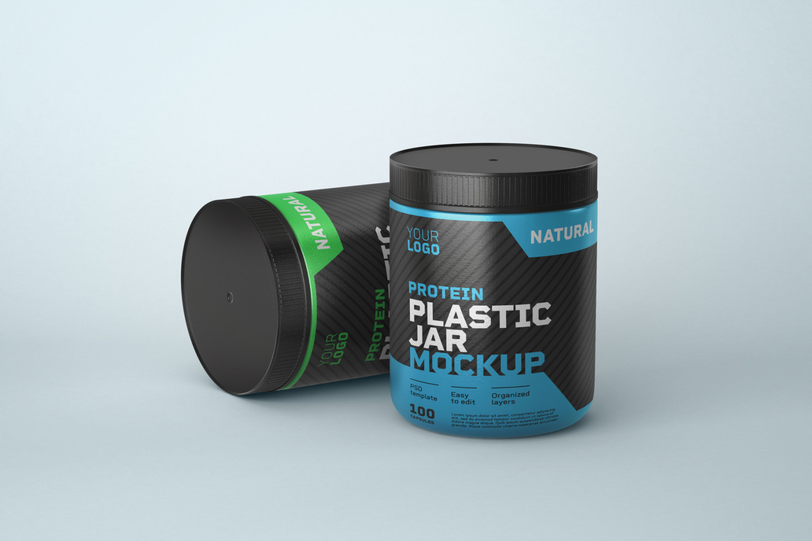 Food Supplement Plastic Jar Mockup