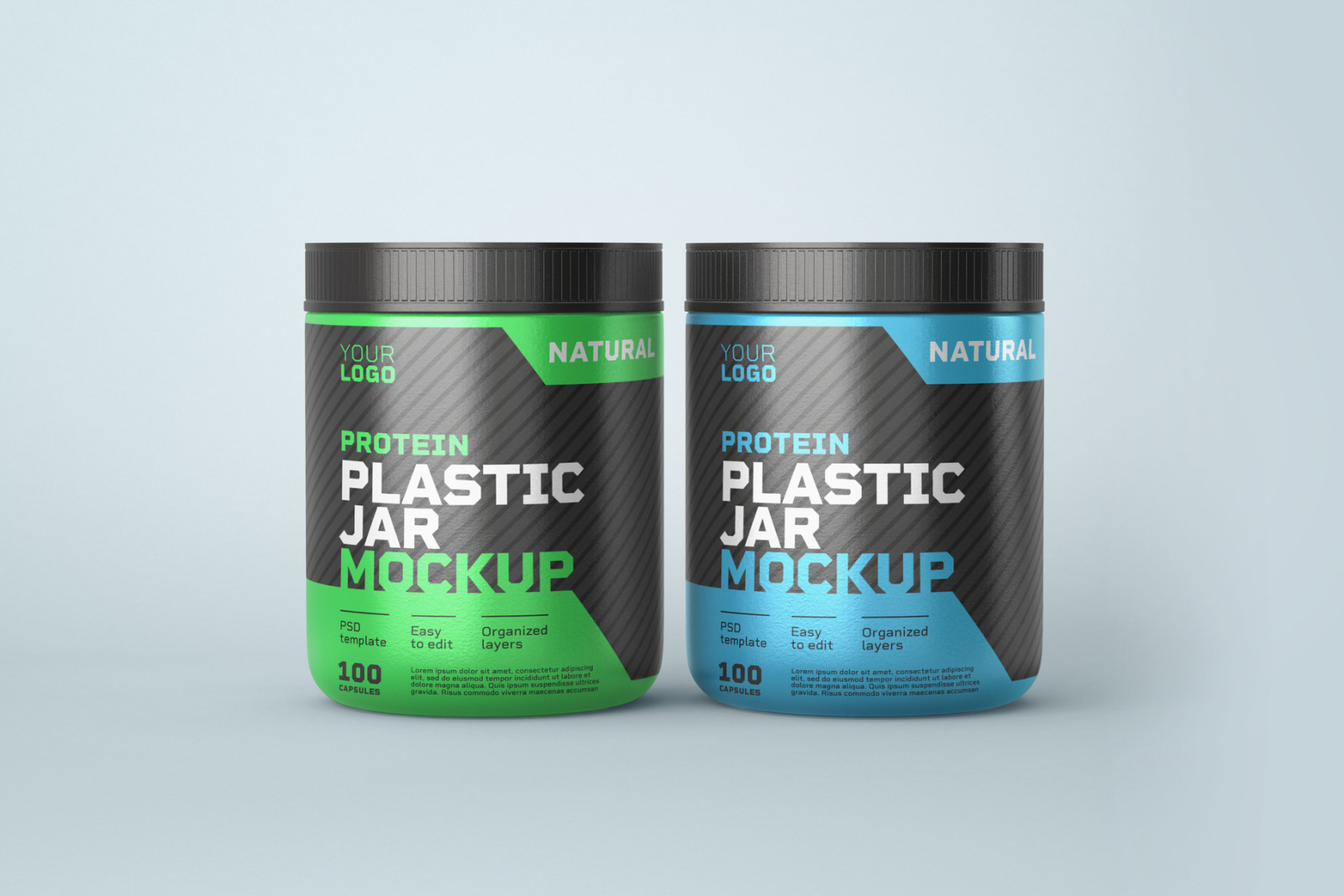 Food Supplement Plastic Jar Mockup