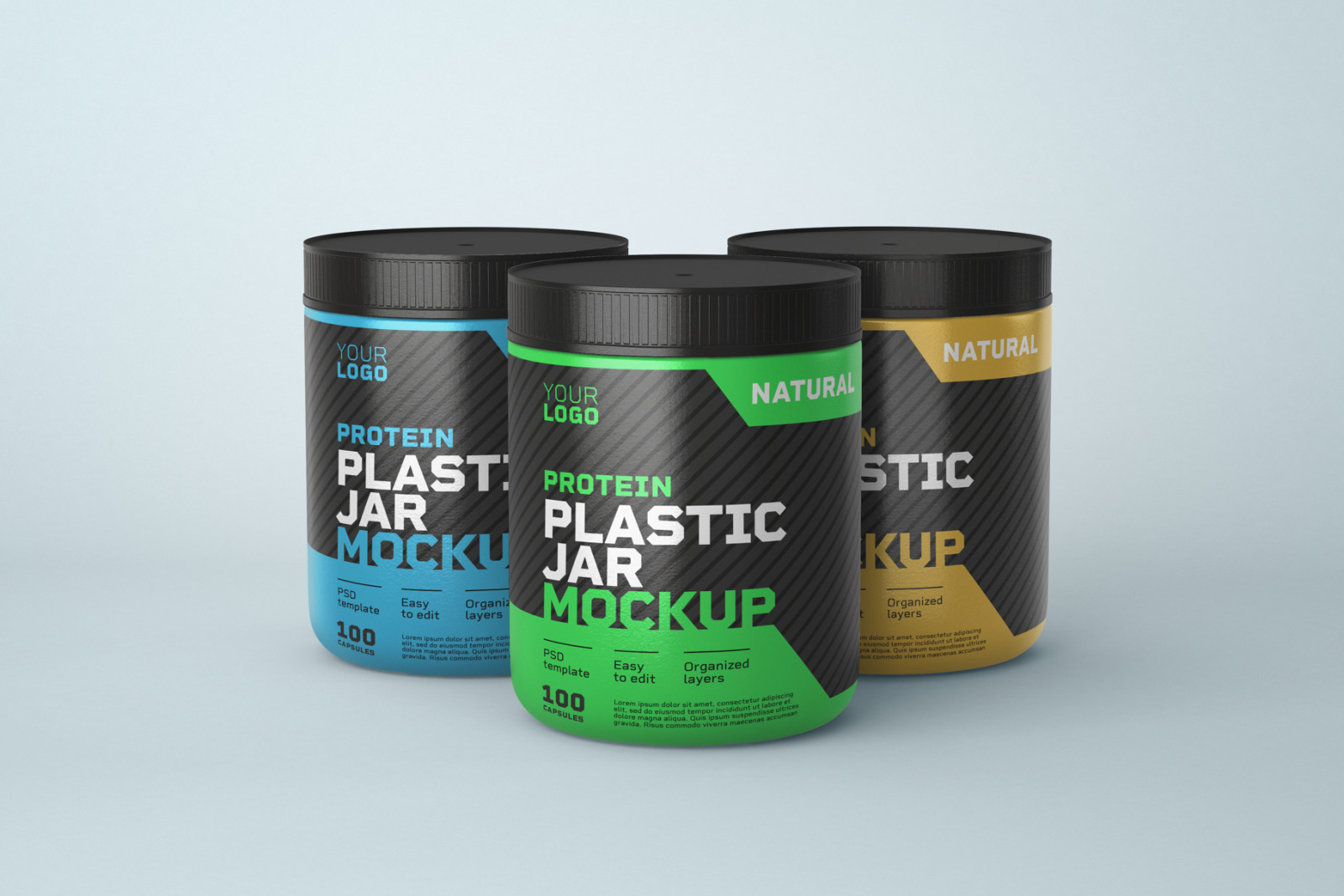 Food Supplement Plastic Jar Mockup