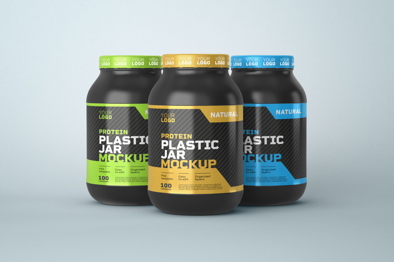 Food Supplement Plastic Jar Mockup